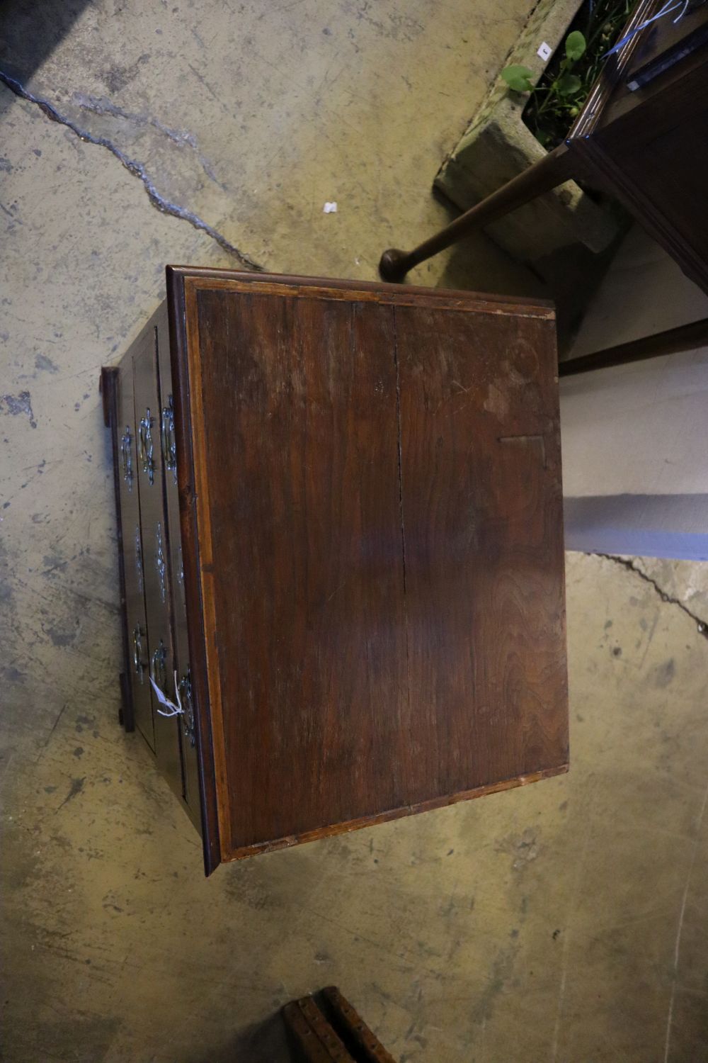 A George III style mahogany small chest, incorporating old timbers, width 60cm depth 47cm height 60cm